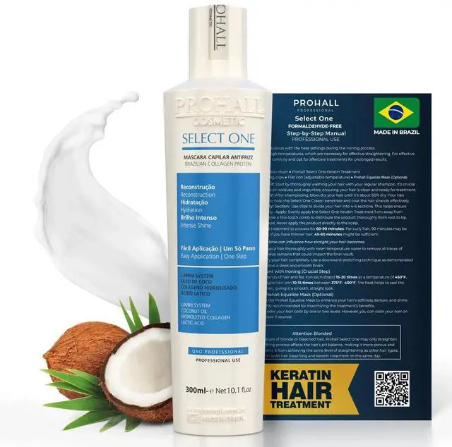 Main image of Brazilian Keratin Hair Treatment Blowout Complex Formaldehyde Free - PROHALL SELECT ONE 10.1oz/300ml - Keratina Queratina Brasileña Para Alisar el Pelo Sin Formol- Protein Hair Treatment