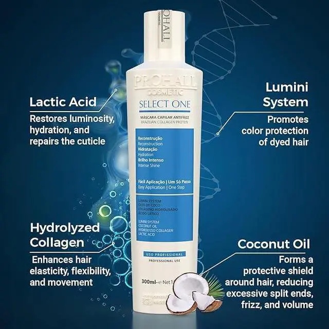 Alt view image 5 of 6 - Brazilian Keratin Hair Treatment Blowout Complex Formaldehyde Free - PROHALL SELECT ONE 10.1oz/300ml - Keratina Queratina Brasileña Para Alisar el Pelo Sin Formol- Protein Hair Treatment