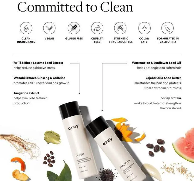 Alt view image 7 of 7 - Arey Shower Duo | Wash Shampoo and Smooth Conditioner | Delay + Reduce the Signs of Aging Grey Hair | Retain Moisture, Promote Smoothness | Vegan, Gluten-Free & Cruelty Free (2 Pack, 8.45 Fl Oz each)