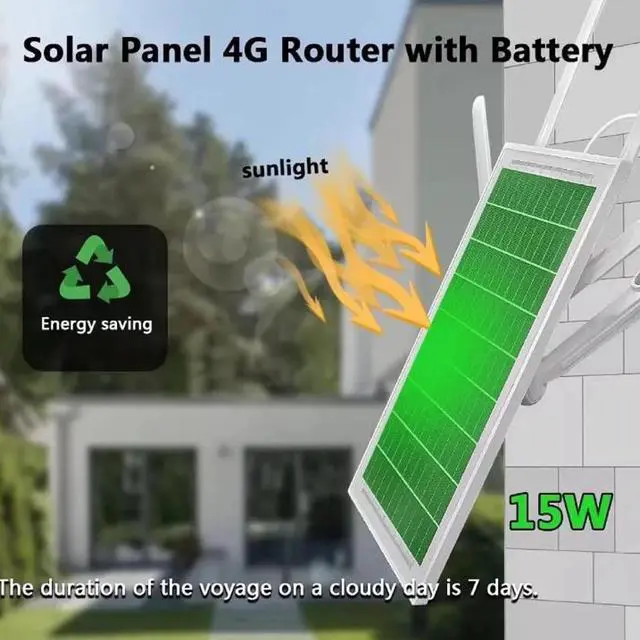 Alt view image 2 of 7 - Zunate Solar Powered 4G LTE Outdoor Modem Router, IP66 Water Proof WiFi Hotspot with 15W Panel and SIM Support for RV Remote Monitoring Security Devices (European Version(B1/3/7/8/20/28A/40 B1/8))