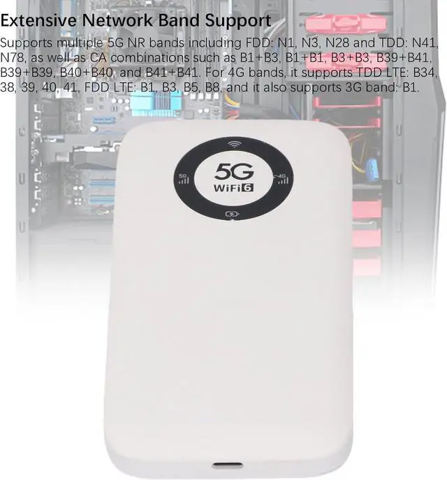 Alt view image 6 of 7 - 5G Mobile Hotspot, Portable WiFi Device Wireless Router with SIM Card Slot, 16 Devices, WiFi 6, IP67 Water Proof, 7100mAh Battery for Travel (White)