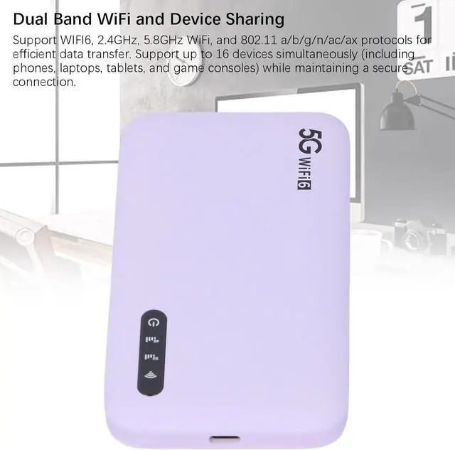 Alt view image 3 of 7 - 5G LTE WiFi Mobile Hotspot,Portable WiFi Router,with Nano SIM Card Slot,16 Connected Devices,High Speed Hotspot,6100MAh Long Lasting and Rechargeable Battery Router for Travel