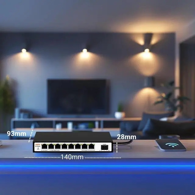Alt view image 6 of 6 - DOTX DX-1009N 8-Port 2.5G Ethernet Switch with 1x10G SFP, Plug-and-Play, Unmanaged, for NAS, Gaming, Office