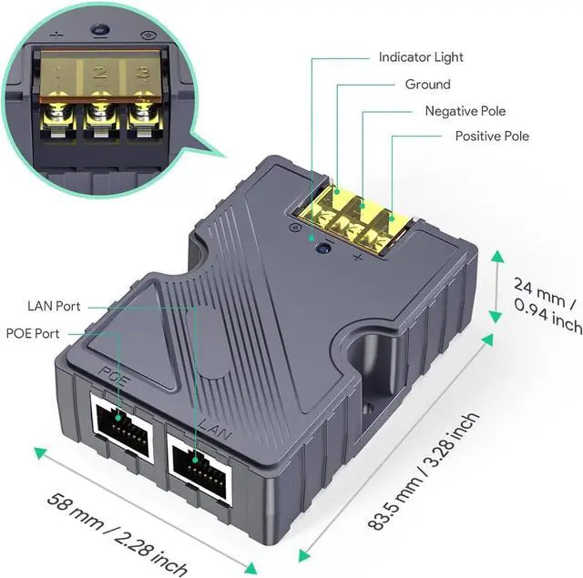 Alt view image 4 of 7 - 150W GigE PoE Injector Flexible Efficient Dishy Cable to RJ45 Adapter 1248V 168W DC Boost Step Up Converter with ESD Protector Supports 1000Mbps Network Speeds