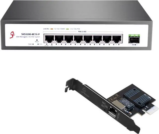 Main image of 9-Port 2.5G Easy Managed PoE+ Ethernet Switch with Intel I226-V 2.5G Network Card, Support VLAN/QoS/STP/IGMP/LACP, Fanless 2.5Gb Network Switch, Metal Housing