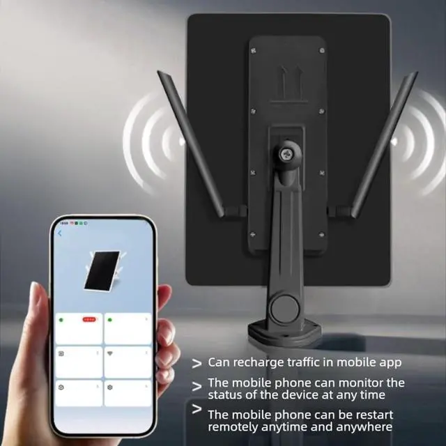 Alt view image 7 of 7 - Zunate 15W Solar 4G LTE Modem Router, IP66 Water Proof WiFi Signal Booster with APP Control 50M Coverage for Farm Courtyard Pool Camp Yacht Outdoor Use