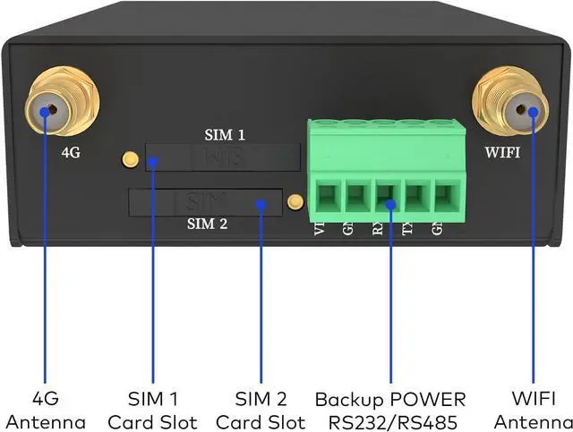 Alt view image 3 of 4 - Industrial IoT 4G LTE Router, Cellular Router, LTE CAT4 + WiFi Router, Dual SIM Card Slots, Cloud Management, RS232/RS485 Support, US Full Frequency Band Supported, Support T-Mobile, AT&T & Verizon