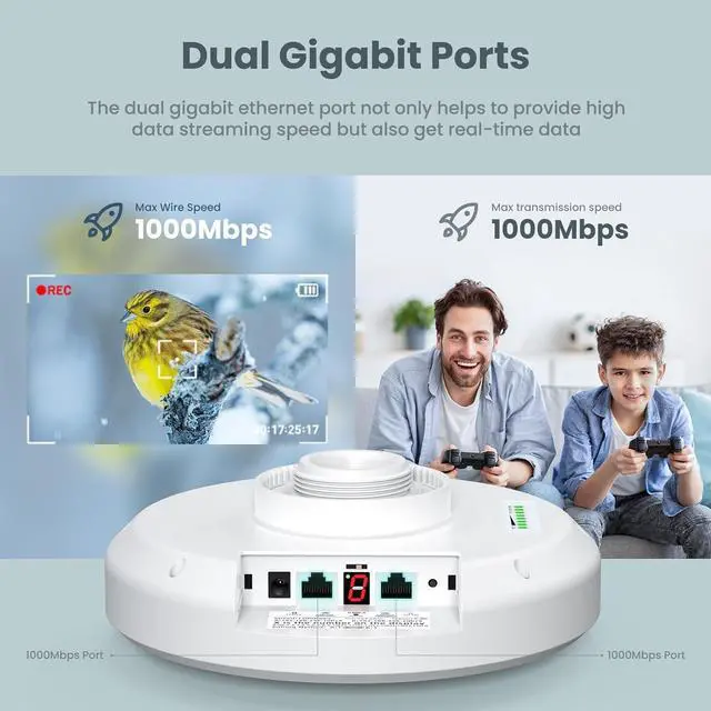 Alt view image 3 of 7 - ULNA CPE609P 1000Mbps Wireless Bridge with 2 Packs Universal Bracket Mount