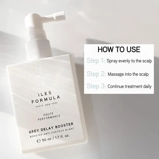 Alt view image 6 of 7 - ILES FORMULA Grey Delay Booster  Anti-Gray Leave-In Hair Treatment, Prevents Premature Graying & Stimulates Melanin Production, Plant-Based w/Chios Mandarin & Matsutake Mushroom, 1.7 fl oz (50 ml)