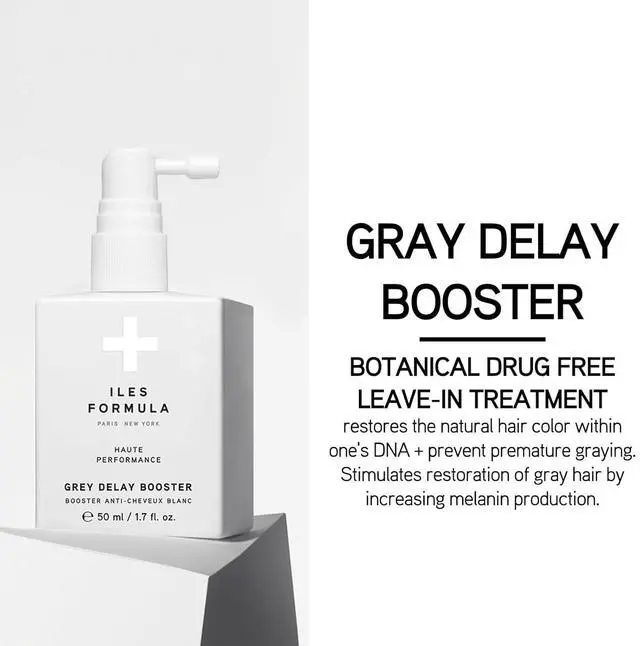 Alt view image 2 of 7 - ILES FORMULA Grey Delay Booster  Anti-Gray Leave-In Hair Treatment, Prevents Premature Graying & Stimulates Melanin Production, Plant-Based w/Chios Mandarin & Matsutake Mushroom, 1.7 fl oz (50 ml)