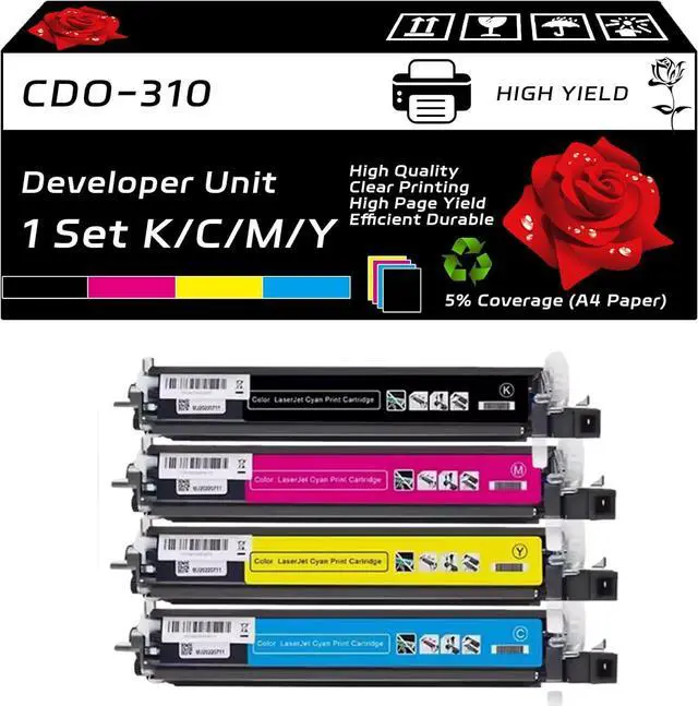 Main image of CDO-310 Developer Unit Compatible for Pantum CM7107DN CP2507DN Plus Printers, with Chip, High Yield 225000 Pages, Clear Printing (4-Pack BK/C/M/Y)