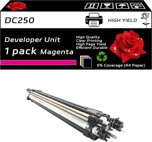 Main image of DC250 Developer Unit Compatible for Xerox DocuColor 240 242 250 252 260 WorkCentre 7655 7665 7675 7755 7765 7775 Printers, with Chip, High Yield 90000 Pages, Clear Printing (1 Pack Magenta)