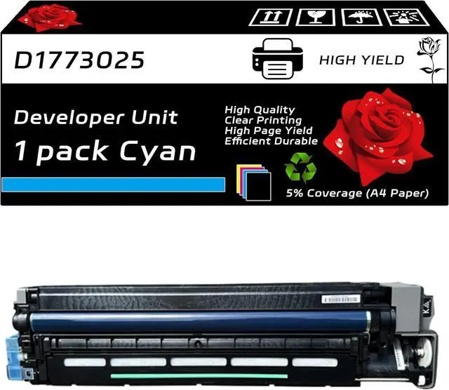 Main image of D1773025 Developer Unit Compatible for Ricoh MP C2003 MP C2503 Printers, with Chip, High Yield 90000 Pages, Clear Printing (Cyan)