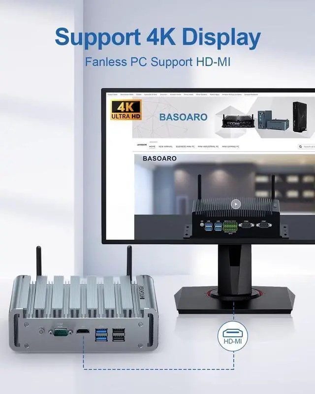 Alt view image 2 of 7 - Fanless Firewall Appliance Router Celeron J4125 6 LAN 2.5G Network Card 8GB DDR4 RAM 128GB SSD 1TB HDD Firewall Mini PC HD COM USB3.0 SIM Slot WiFi AES-NI VPN Router Auto Power On