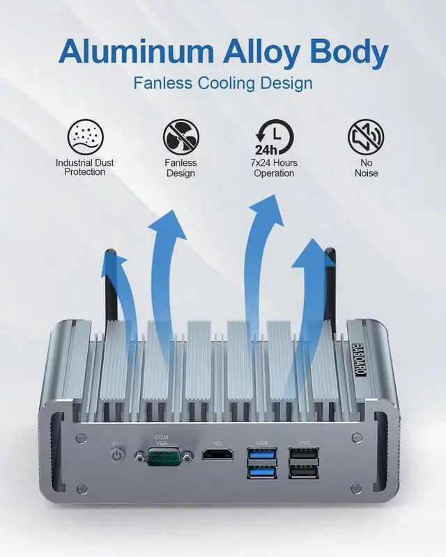 Alt view image 5 of 7 - Fanless Firewall Appliance Router Celeron J4125 6 LAN 2.5G Network Card 8GB DDR4 RAM 128GB SSD 1TB HDD Firewall Mini PC HD COM USB3.0 SIM Slot WiFi AES-NI VPN Router Auto Power On