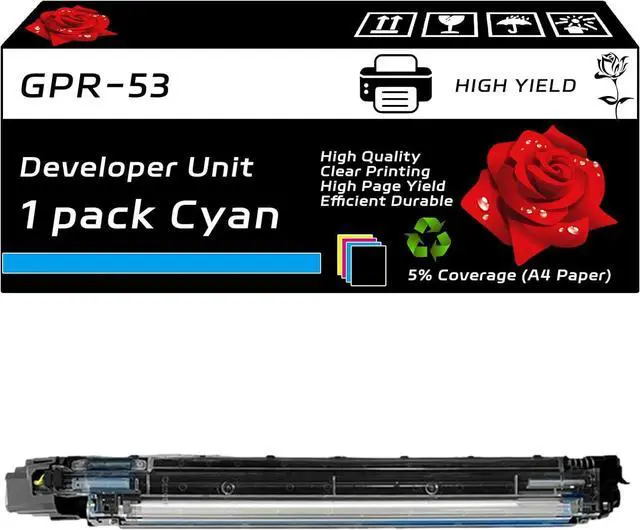 Main image of GPR-53 Developer Unit Compatible for Canon imageRUNNER Advance C3325i C3330i C3525i C3525i II C3525i III Printers, with Chip, High Yield 240000 Pages, Clear Printing (1 Pack Cyan)