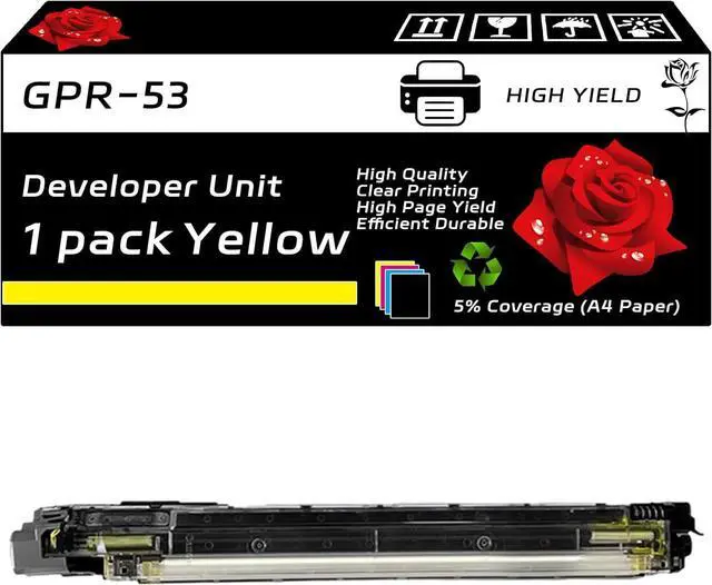 Main image of GPR-53 Developer Unit Compatible for Canon imageRUNNER Advance C3530i C3530i II C3530i III DX C3725i Printers, with Chip, High Yield 240000 Pages, Clear Printing (1 Pack Yellow)