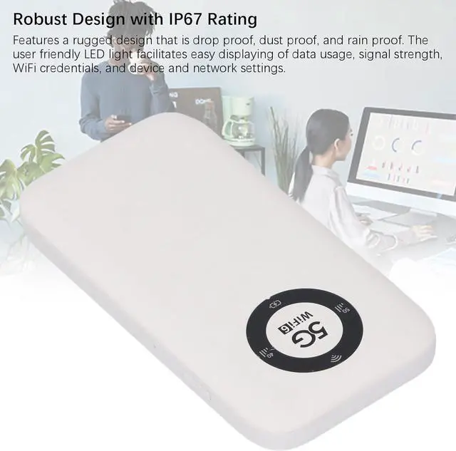 Alt view image 2 of 7 - 5G WiFi 6 Mobile Hotspot, 2.4GHz and 5.8GHz Portable Wi Fi Device, Supports SIM Card Slot and 16 Devices, Water and Dust Proof, 7100mAh Battery, 5G Wireless Router for Travel