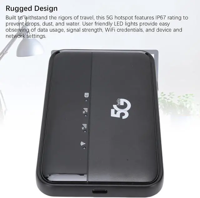 Alt view image 4 of 7 - Denash 5G WiFi6 Mobile Hotspot Router, 10000mAh Battery & Nano SIM Slot, Supports 32 Devices for Travel, Business