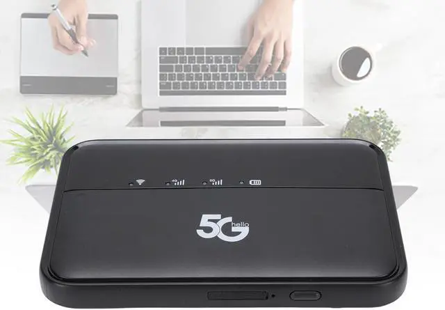 Alt view image 6 of 7 - Denash 5G WiFi6 Mobile Hotspot Router, 10000mAh Battery & Nano SIM Slot, Supports 32 Devices for Travel, Business