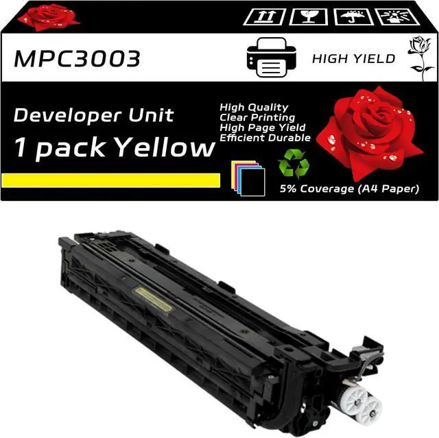 Main image of Compatible for Ricoh MPC3003 Developer Unit Work for Ricoh MP C3003 C3503 C4503 C5503 C6003 Printers, with Chip, High Yield 170000 Pages, Clear Printing (Yellow)