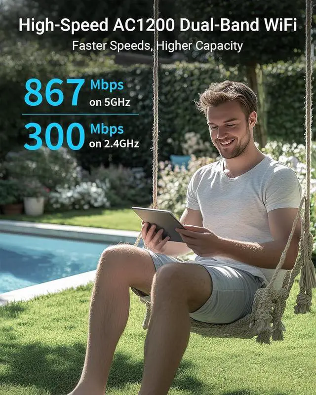 Alt view image 3 of 6 - BrosTrend AC1200 Outdoor Access Point Long Range, IP65 Weatherproof Gigabit WiFi Access Point, Dual Band 5GHz + 2.4G, PoE Powered, with Passive PoE Injector, Universal Compatible, WAP for Yard Farm RV
