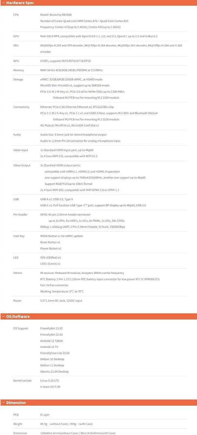 Alt view image 2 of 7 - NanoPC-T6 Open Source Mini WiFi Router with LPDDR4X 16GB RAM 256GB eMMC 6Tops NPU RK3588 SoC Onboard miniPCIe M.2 E-Key Slot for NAS Video Smart IoT Gateway Support M.2 NVMe SSD WiFi Module