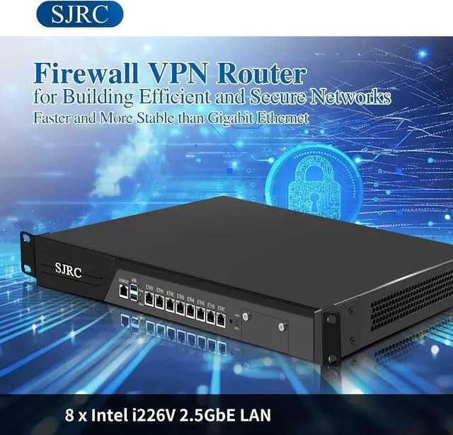 Alt view image 3 of 7 - 19 Firewall Hardware Core i7 7700, LGA 1151, Rackmount 1U Router PC for VPN Server, 19 Inch Rack OPNsense Appliance with 8 x i226V 2.5GbE LAN, DDR4 16GB RAM 512GB SSD, VGA