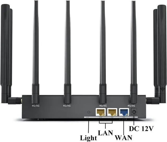 Alt view image 6 of 7 - 5G Dual Band WiFi 6 CPE Router 4.67Gbps NR NSA SA 5G Wireless Router with SIM Card Slot WAN LAN Port, for SDX62 Modem, OFDMA MU MIMO, 5dBi Antennas (US Plug)