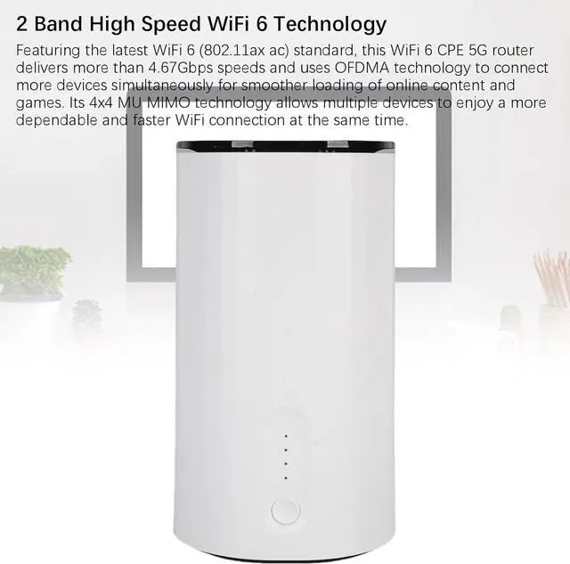 Alt view image 7 of 7 - Zunate WiFi 6 5G Router with Dual SIM Card Slots, 4.67Gbps Speed 8 Built in Antennas OFDMA MU MIMO 2.5G WAN Port for Home Gaming Streaming (US Plug)