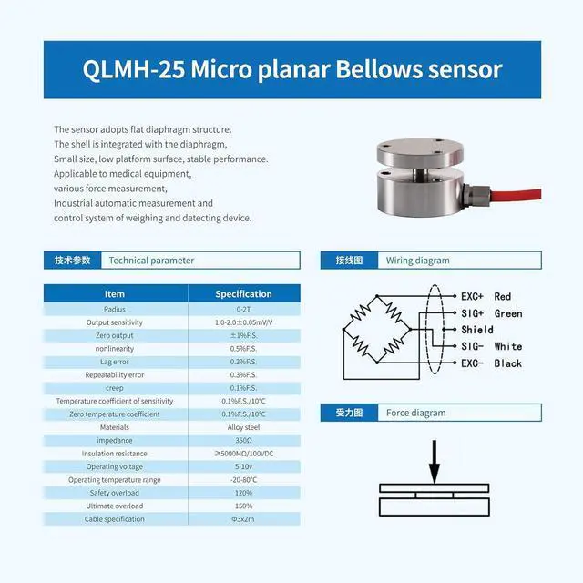 Alt view image 6 of 7 - Load Cell with Amplifier Readout Display Sensor Transmitter Test Compression Force Weight Pressure Modifiable Display Unit English Interface Output RS-485 0-5V 0-10V 4-20mA (0-1000KG with Amplifier)