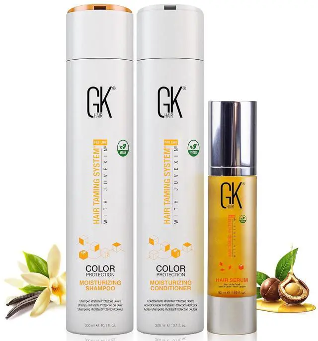 Main image of GK HAIR Hydrating Moisturizing Shampoo and Conditioner Set (10.1 Fl Oz) Global Keratin Anti Frizz Serum Dry Damaged Repair Argan Oil (1.69 Fl Oz) All Hair Types Sulfate Paraben Free Unisex