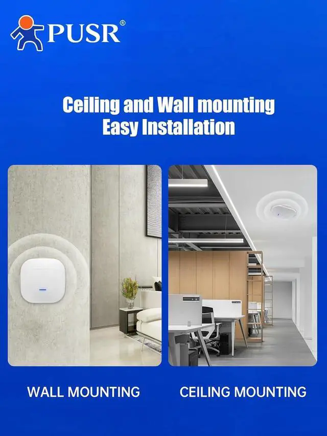 Alt view image 4 of 6 - WiFi 6 Ceiling AP Dual Band Wireless Access Point AX3000 Multiple Modes Router, AP and Repeater Support 802.3at PoE Up to 256 End Users USR-AP310i