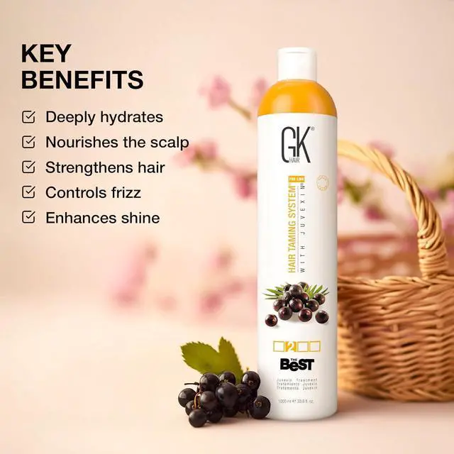 Alt view image 3 of 7 - GK HAIR Global Keratin The Best ACAI (33.8 Fl Oz/1000ml) Smoothing Keratin Hair Treatment - Professional Brazilian Complex Blowout Straightening For Silky Smooth & Frizz Free Hair