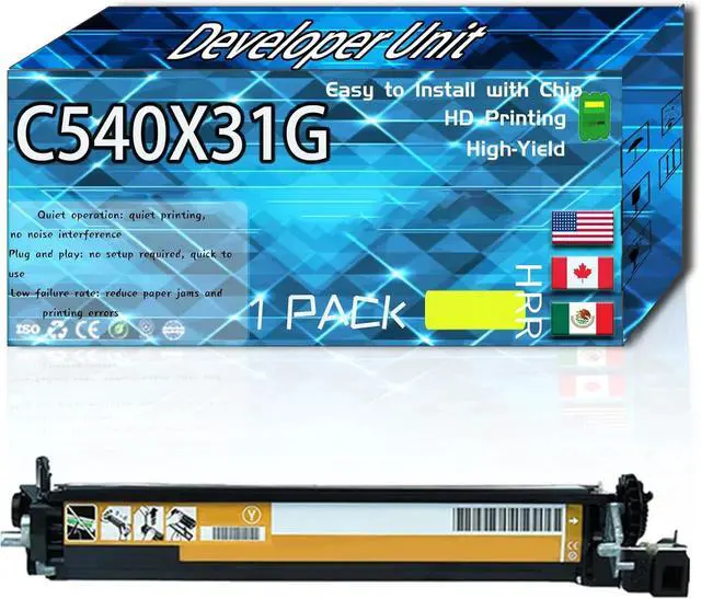 Main image of C540X31G Developer Unit Compatible for Lexmark C544N C546DTN X543DN X544DN X544DTN Printers, High Production Replacement (1 Pack Yellow)