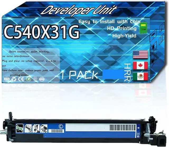 Main image of C540X31G Developer Unit Compatible for Lexmark X544DW X544N X546DTN X548DE X548DTE Printers, High Production Replacement (1 Pack Cyan)