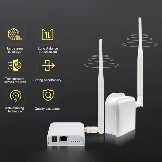 Alt view image 4 of 7 - Wireless Bridge Point-to-Point Long Range Wireless Access with High-Gain Antenna, 2.4G WiFi Bridge Repeater US Plug