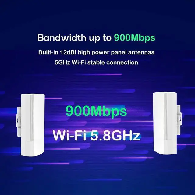 Alt view image 3 of 7 - Wireless Bridge kit 2-Pack, 2KM, 5.8GHz 900Mbps, Outdoor CPE PTP PTMP, IP65 Water-Proof, one-Key Pair, Auver Technology