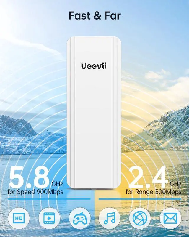 Alt view image 3 of 7 - UeeVii Wireless Bridge Point to Point Outdoor, WR3000K WiFi Router Kit with 2-Pack WiFi Bridge Bracket Mount