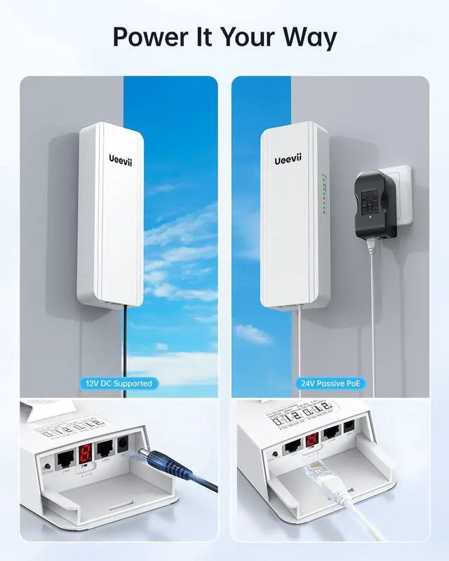 Alt view image 6 of 7 - UeeVii Wireless Bridge Point to Point Outdoor, WR3000K WiFi Router Kit with 2-Pack WiFi Bridge Bracket Mount