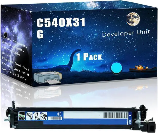 Main image of C540X31G Developer Unit Compatible for Lexmark X544DW X544N X546DTN X548DE X548DTE Printers,with Chip Large Printing Demands (1 Pack Cyan)