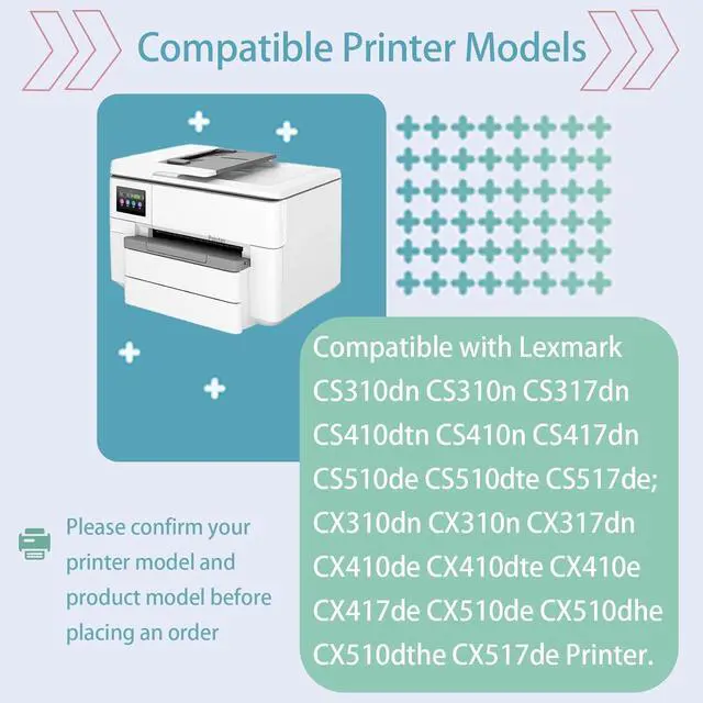 Alt view image 2 of 7 - CX310 Developer Unit, Compatible for Lexmark CS310dn CS310n CS317dn CS410dtn CS410n CS417dn CS510de CS510dte CS517de; CX310dn Printer | 70C0D10 70C0D20 70C0D30 70C0D40 | High-Yield (Black)