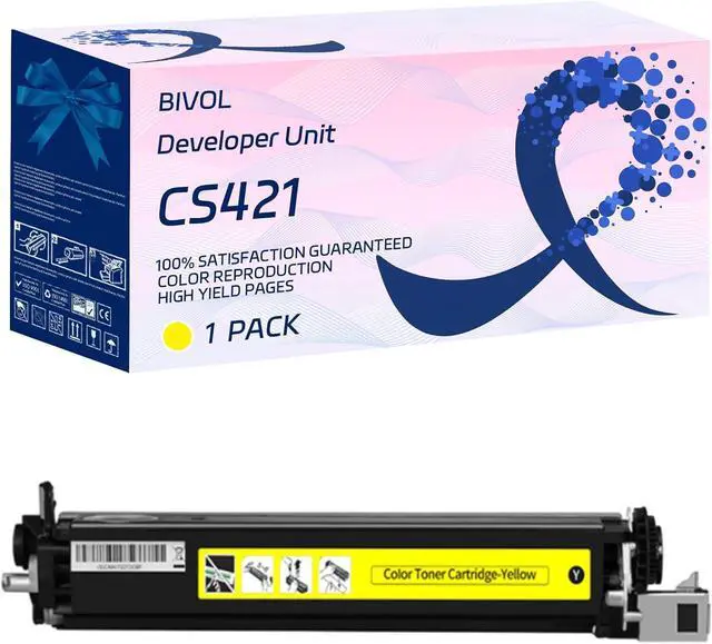 Main image of CS421 Developer Unit Compatible for Lexmark CS421 CS521 CS622 CX421 CX522 CX622 CX625 Printer, with Chip, High Yield 12500 Pages, Vivid Colors (Yellow)