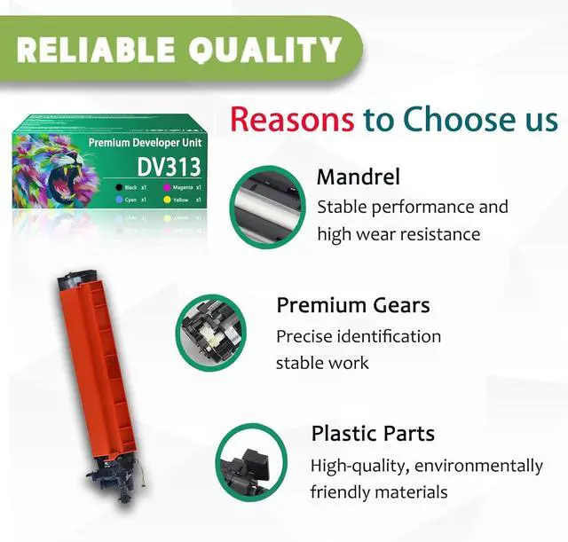 Alt view image 4 of 7 - DV313 Developer Unit Compatible for Konica Minolta DV313 DV-313 A7U403D A7U40KD A7U40ED A7U408D Developer Unit Work for Konica Minolta Bizhub C258 C308 Printers 1 Black Pack