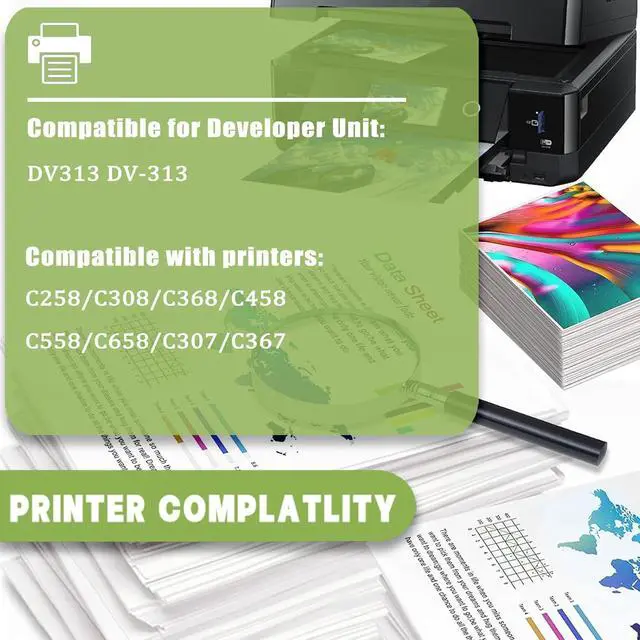 Alt view image 2 of 7 - DV313 Developer Unit Compatible for Konica Minolta DV313 DV-313 A7U403D A7U40KD A7U40ED A7U408D Developer Unit Work for Konica Minolta Bizhub C258 C308 Printers 1 Black Pack