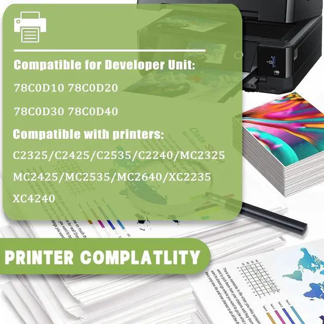 Alt view image 2 of 7 - C2325 Developer Unit Compatible for Lexmark C2325 78C0D10 78C0D20 78C0D30 78C0D40 Developer Unit Work for Lexmark C2325 C2425 C2535 C2240 MC2325 MC2425 Printers