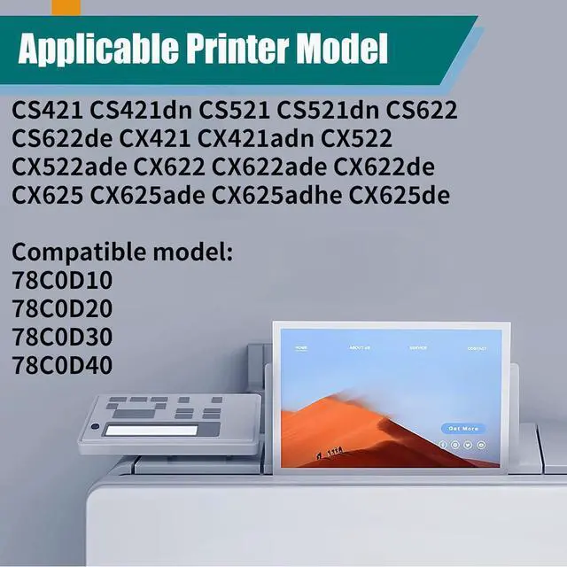 Alt view image 2 of 7 - Compatible Developer Unit Replacement for Lexmark 78C0D10 78C0D20 78C0D30 78C0D40, for CS421 CS521 CS622 CX421 CX522 CX622 CX625 Printer (4PK Black/Cyan/Magenta/Yellow)