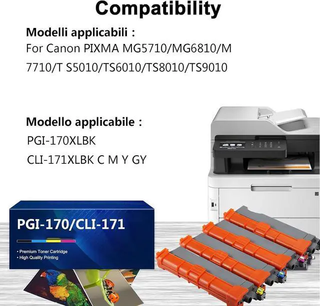 Alt view image 2 of 7 - PGI-170 CLI-171 Developer Unit Compatible for Canon PIXMA MG5710 MG6810 MG7710 TS5010 TS6010 TS8010 TS9010 Printer, 1200 Pages, 6 Colors-2 Set