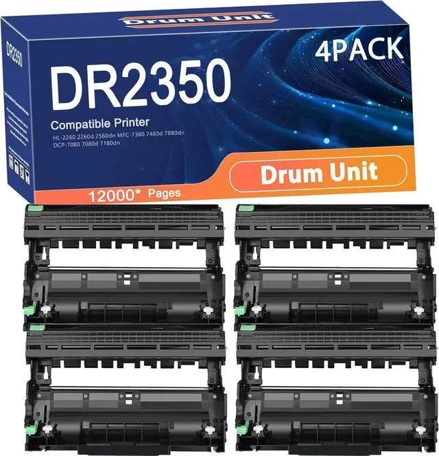 Main image of Compatible DR2350 Drum Unit Replacement for Brother DR-2350 Printers to Use with HL-2260 2260d 2560dn MFC-7380 7480d 7880dn DCP-7080 7080d 7180dn Printer 4set