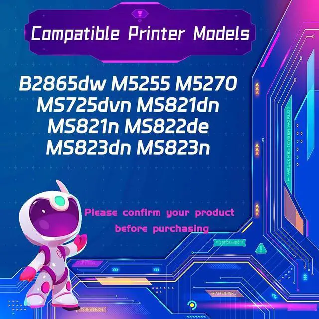 Alt view image 2 of 7 - 58D0Z00 Imaging Unit is Compatible for Lexmark B2865dw M5255 M5270 MS725dvn MS821dn MS821n MS822de MS823dn Printers (3 Pack Black)